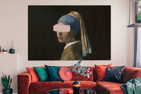 Peinture sur toile Fille à la perle - Vermeer - Peinture - 150x100 cm - Décoration murale