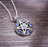 pentagram Ketting | pentagram sieraden - gothic sieraden -pentakel ketting blauw | Gift | Cadeau-ketting voor vriend - valentijn cadeau-Ster ketting met steentje-kerst cadeau -kers