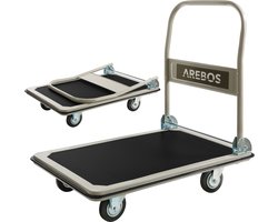AREBOS Platform Trolley Transportwagen Handtruck Trolley 300 kg zwart