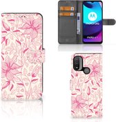 Telefoon Hoesje Motorola Moto E20 | E30 | E40 Magnet Case Pink Flowers