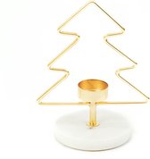 Housevitamin Kerstboom Theelicht- Marmer/Goud 15x10x18.5CM