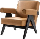 Medina fauteuil - Modern - Leer/Hout - Bruin