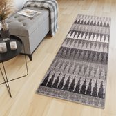 Tapiso Sari Tapijt Loper Grijs Boho Woonkamer Hal Slaapkamer Maat- 70x300