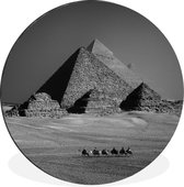 WallCircle - Wandcirkel - Muurcirkel - Piramide - Egypte - Zwart - Wit - Aluminium - Dibond - ⌀ 30 cm - Binnen en Buiten