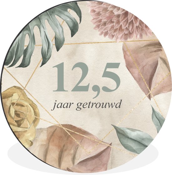 Cercle mural - Cercle mural - Mariage - Fleurs - 12 5 ans - Aluminium - Dibond - ⌀ 30 cm - Intérieur et extérieur