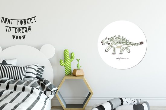 WallCircle - Stickers muraux - Cercle de Papier Peint - Chambre d'Enfant - Ankylosaurus - Dinosaurus - Garçons - Fille - Kids - 80x80 cm - Cercle Mural - Auto Adhésif - Sticker Papier Peint Rond