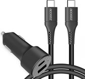Accezz Car Charger 20W + USB-C naar USB-C kabel - 1 meter - Zwart