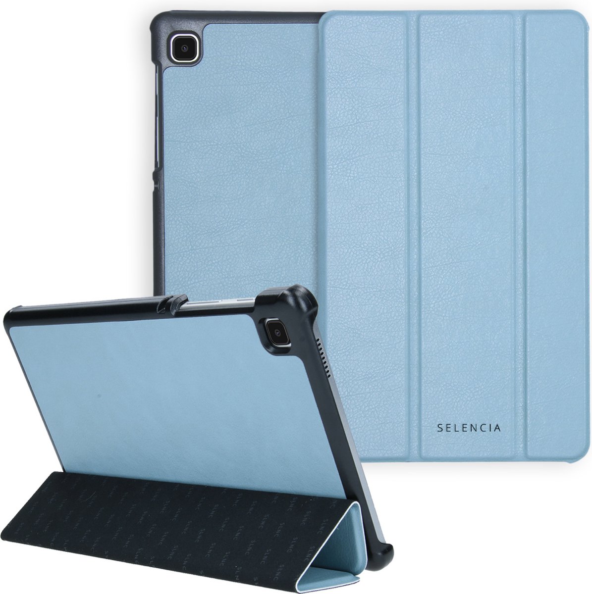 Selencia Nuria Vegan Lederen Trifold Book Case Samsung Galaxy Tab A7 Lite tablethoes - Lichtblauw