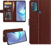 Motorola Moto G50 Hoesje - MobyDefend Wallet Book Case (Sluiting Achterkant) - Bruin - GSM Hoesje - Telefoonhoesje Geschikt Voor: Motorola Moto G50