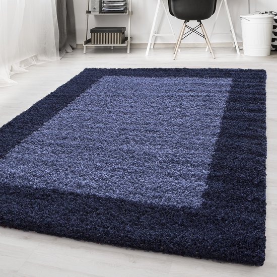 Blauw Carpet Long Pile Rug Frame - 300x400cm - Moderne - Salon - Salon - Chambre - Salle à manger