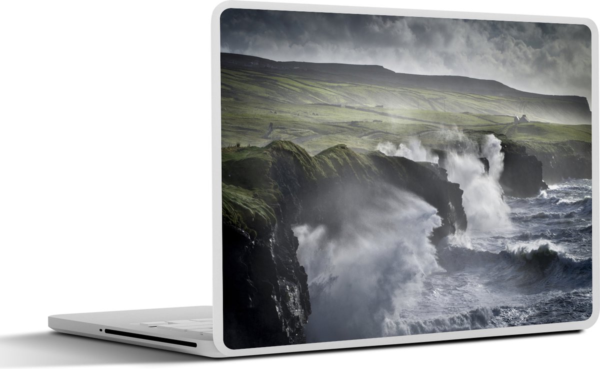 Laptop sticker - 14 inch - Stormachtige dag vaan de kliffen van Moher - 32x5x23x5cm - Laptopstickers - Laptop skin - Cover