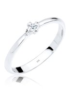 Elli PREMIUM Dames Ring Dames Solitaire Hart Verlovingsdiamant (0.03 ct.) in 925 Sterling Zilver