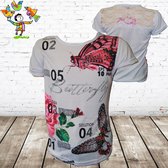 T-shirt vlinder wit -s&C-110/116-t-shirts meisjes