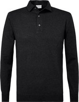 Profuomo - Long Sleeve One Piece Polo Antraciet - XL - Slim-fit