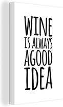 Peinture sur toile Citation Le vin est toujours une bonne idée avec un fond blanc - 60x90 cm - Décoration murale