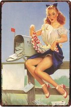 Retro Muur Decoratie uit Metaal Vintage Pinup Girl 20x30cm DU-3494