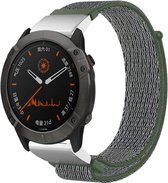 Stoffen nylon bandje geschikt voor Garmin Fenix 5x - Plus & Sapphire - Fenix 6x - Pro & Sapphire - Garmin Fenix 7x - Solar & Sapphire - Quickfit 26 / 26mm band voor Garmin smartwatches - Horlogebandje - Polsband - groen