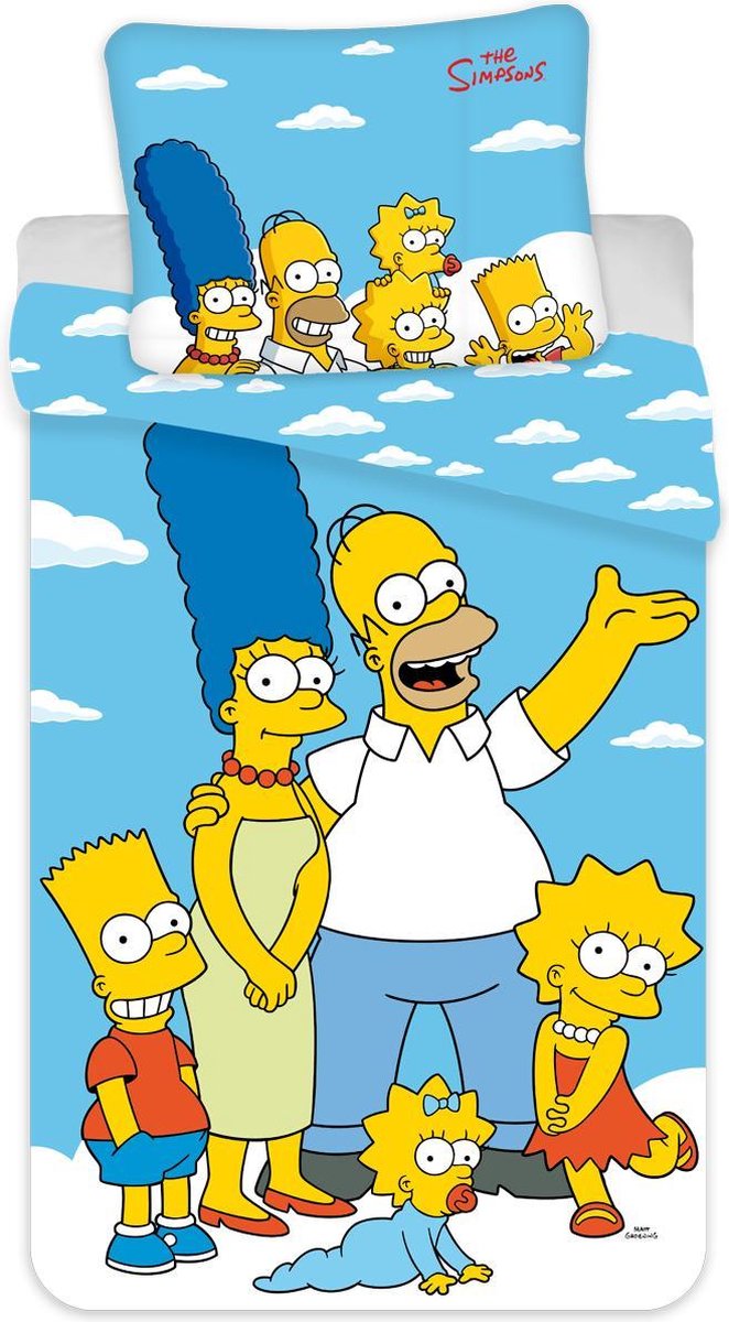 Housse de couette Simpsons Family Portrait - Simple - 140 x 200 cm - Blauw  | bol.com