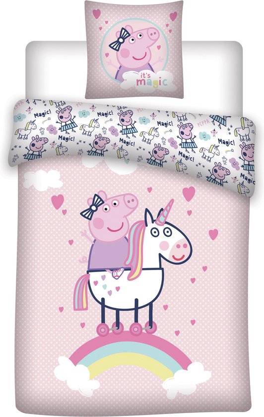 Housse de couette Peppa Pig Unicorn - Simple - 140 x 200 cm - Katoen