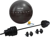 Tunturi - Fitness Set - Vinyl Barbell/Dumbbell Set 50Kg   - Gymball Zwart met Anti Burst 90 cm