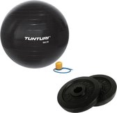 Tunturi - Fitness Set - Halterschijven 2 x 2,5 kg - Gymball Zwart 90 cm