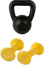 Tunturi - Fitness Set - Neopreen Dumbbellset 2 x 1,5 kg - Kettlebell 12 kg