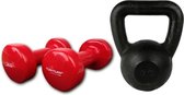 Tunturi - Fitness Set - Vinyl Dumbbell 2 x 3 kg - Kettlebell 12 kg