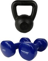 Tunturi - Fitness Set - Vinyl Dumbbell 2 x 4 kg - Kettlebell 12 kg