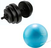 Tunturi - Fitness Set - Tunturi Fitnessbal 25 cm & Halterset 15 kg