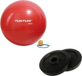 Tunturi - Fitness Set - Halterschijven 2 x 2,5 kg - Gymball Rood 55 cm