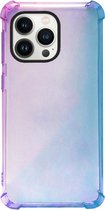ADEL Siliconen Back Cover Softcase Hoesje Geschikt voor iPhone 13 Pro - Kleurovergang Blauw Paars
