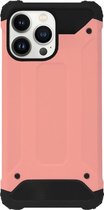 WLONS Rubber Kunststof Bumper Case Hoesje Geschikt voor iPhone 13 Pro - Goud Rose