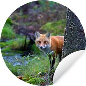 WallCircle - Stickers muraux - Cercle Papier Peint - Renard - Arbre - Animal De La Forêt - Automne - 120x120 cm - Cercle Mural - Auto Adhésif - Sticker Papier Peint Rond XXL