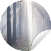 WallCircle - Muurstickers - Behangcirkel - Zonnestralen schijnen in een bos - 100x100 cm - Muurcirkel - Zelfklevend - Ronde Behangsticker XXL