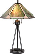 Tiffany Tafellamp Ø 50*73 cm E27/max 2*60W Groen, Bruin, Beige Metaal, Glas Tiffany Bureaulamp Tiffany Lampen
