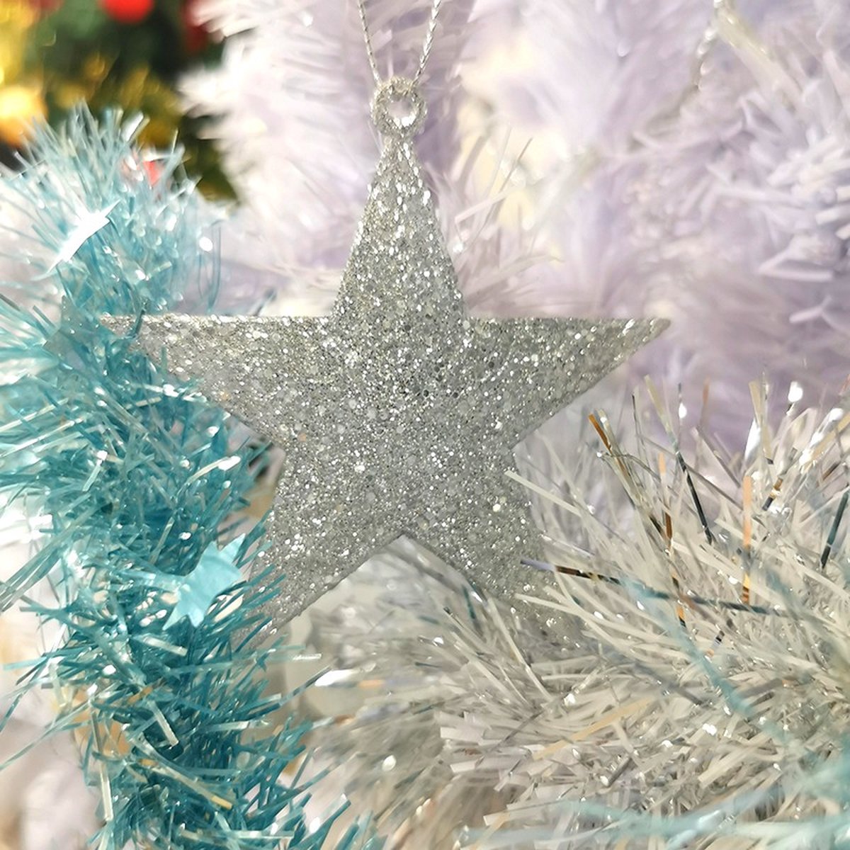 Fir Decoration Etoil Sequil to Hang - Set 2 stks - Plastic - Zilver - Argent - SILUMEN