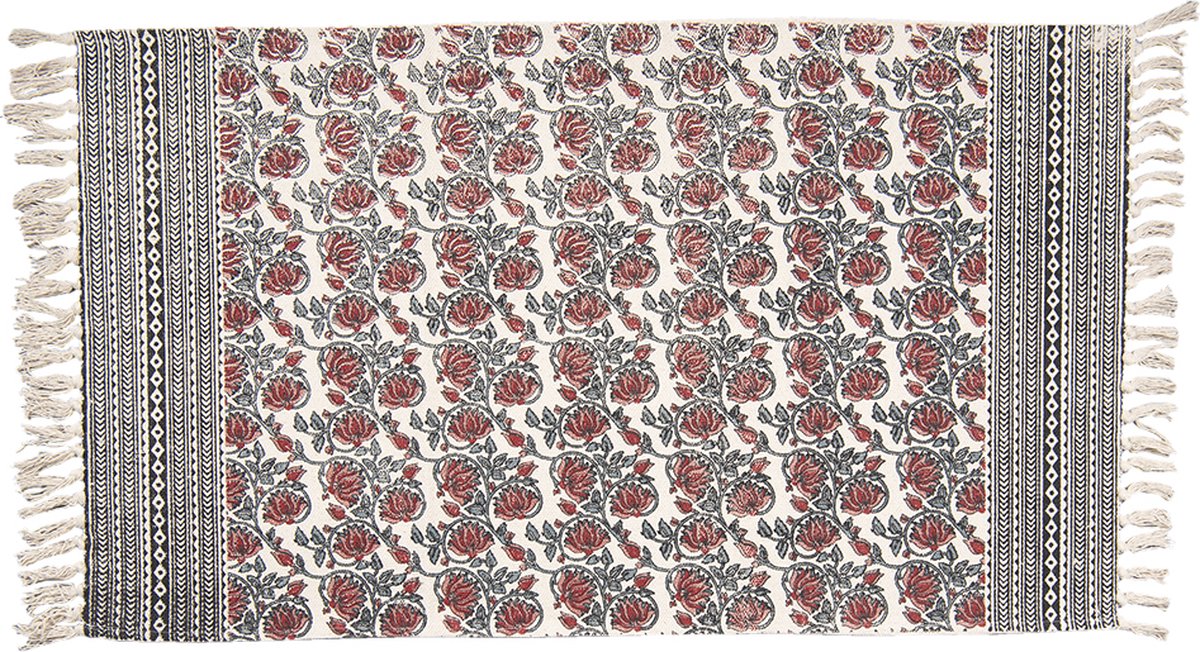 Clayre & Eef Vloerkleed 140x200 cm Rood Wit Katoen