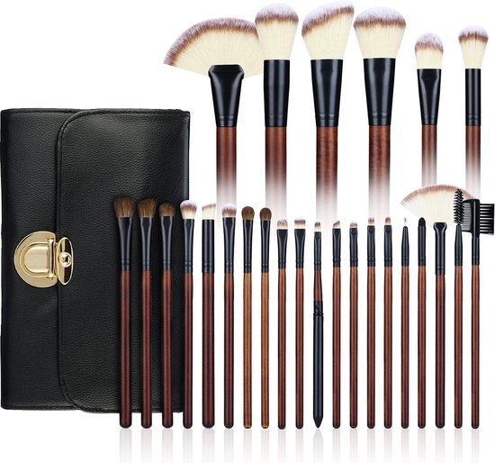 Evvie® professionele 26-delige make-up kwasten set Deluxe - geschikt voor oogschaduw, lippenstift, concealer en foundation - in luxe etui en Giftbox