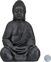 Relaxdays boeddha beeld - 50 cm hoog - tuindecoratie - tuinbeeld - Boeddhabeeld - zittend - wit