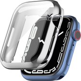 YONO Full Cover Bumper geschikt voor Apple Watch Series 7 / 8 / 9 (41 mm) - Screen Protector Hoesje iWatch - Zilver