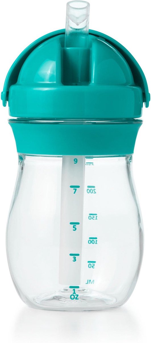 Goedkoopste OXO Tot Transitions Rietjesbeker - Drinkbeker met rietje - Drinkbeker kinderen - Drinkbeker baby - Antilekbeker -250 ml - Teal