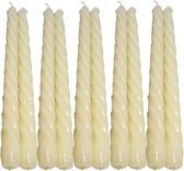 10 stuks ivoor glanzend gelakte spiraal dinerkaarsen - twisted candles 230/22 (7 uur)