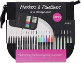 Marker en fineliner set | Stiften set in etui