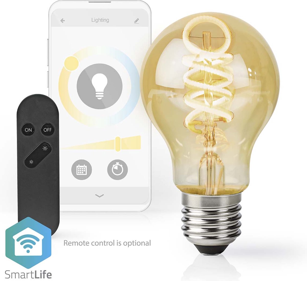 Nedis SmartLife LED Filamentlamp - Wi-Fi - E27 - 360 lm - 4.90 W - Warm tot Koel Wit - 1800 - 6500 K - Glas - Android / IOS - Peer - 1 Stuks