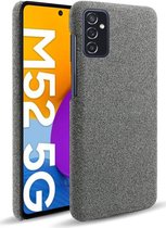 Samsung Galaxy M52 Hoesje Hard Plastic met Stoffen Afwerking Grijs