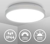 B.K.Licht - LED Badkamerverlichting - plafondlamp met 1 lichtpunt - Ø29cm - IP44 - zilver badkamerlamp - 4000K - 1200Lm - 12W
