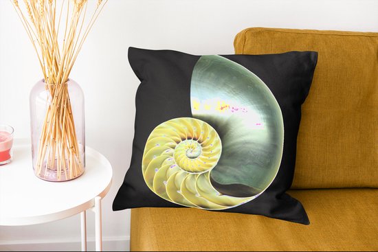 Sierkussens - Kussentjes Woonkamer - 45x45 cm - Schelp - Zwart - Parelmoer