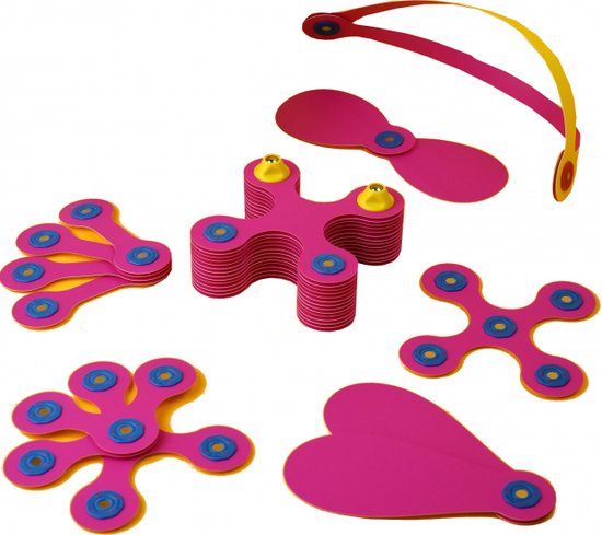 Clixo Crew 30 stuks set (roze/geel)- flexibel magnetisch speelgoed– combinatie van origami en bouwspeelgoed-montessori speelgoed- educatief speelgoed- speelgoed 4,5,6,7,8 jaar jongens en meisjes