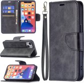 iPhone 13 Hoesje - MobyDefend Wallet Book Case Met Koord - Zwart - GSM Hoesje - Telefoonhoesje Geschikt Voor Apple iPhone 13