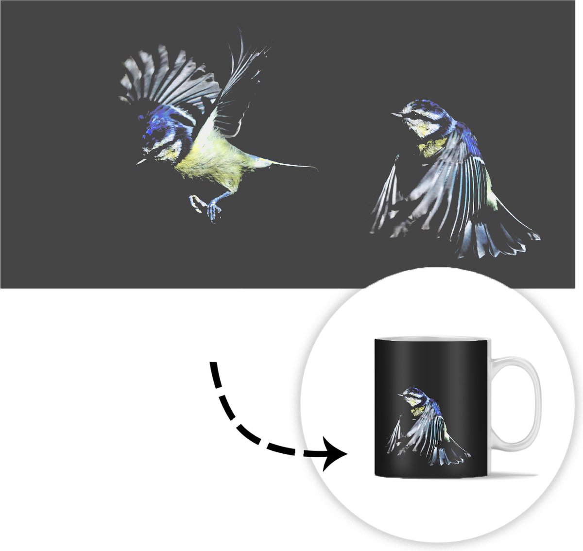 Mok - Koffiemok - Vogels - Veren - Zwart - Mokken - 350 ML - Beker - Koffiemokken - Theemok